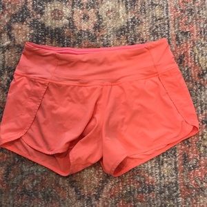 Lululemon Speed Up Orange Shorts 4 Inch Size 6